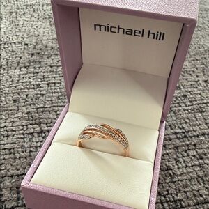 Rose Gold and Diamond Wave Women's Ring Sz 8.5